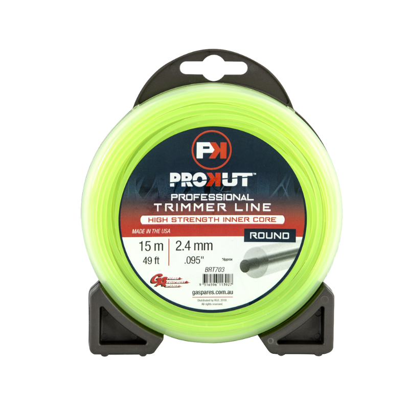 GA PROKUT Round Green Core Trimmer Line 2.4mm (.095") x 15 metres Teardrop Pack BRT703