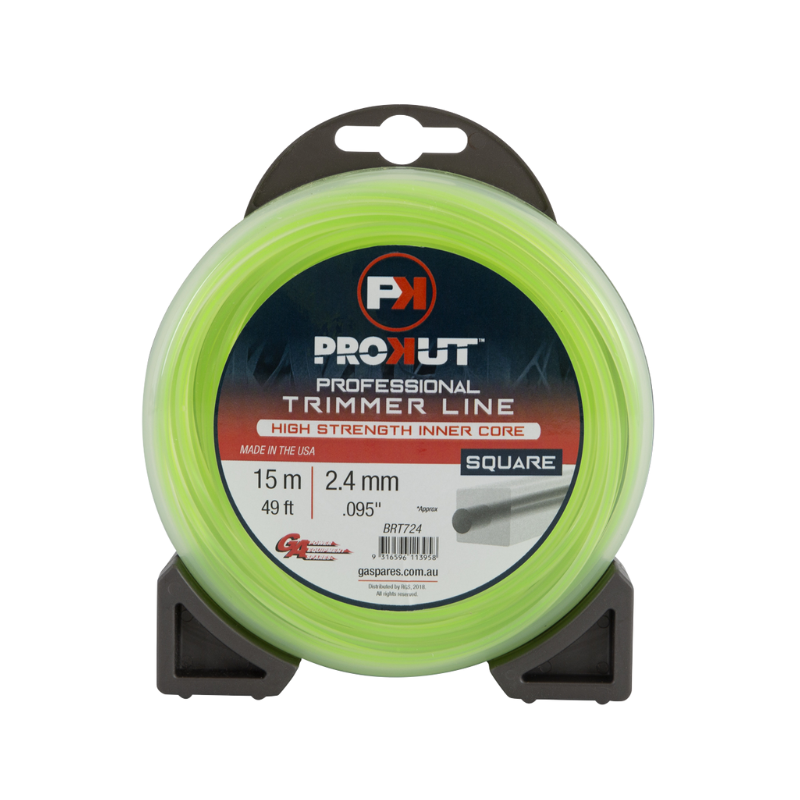 GA PROKUT Square Green Core Trimmer Line 2.4mm (.095") x 15 metres Teardrop Pack BRT724