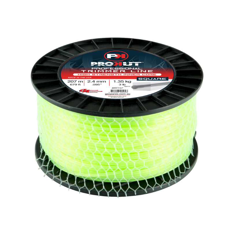 GA PROKUT Square Green Core Trimmer Line 2.4mm (.095") x 207 metres Spool BRT737