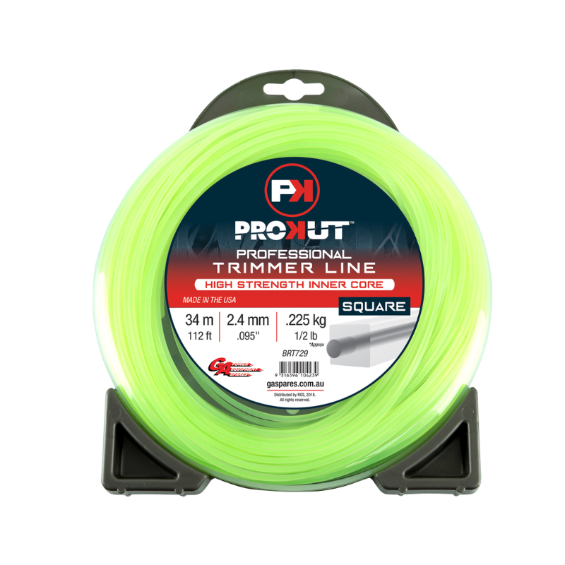 GA PROKUT Square Green Core Trimmer Line 2.4mm (.095") x 34 metres Donut BRT729
