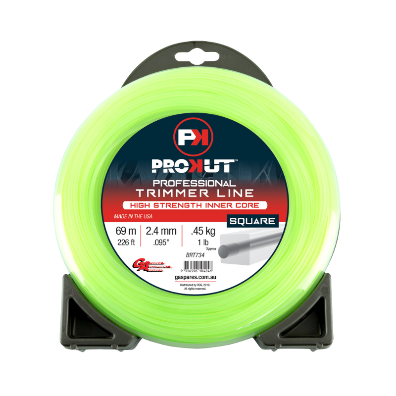 GA PROKUT Square Green Core Trimmer Line 2.4mm (.095") x 69 metres Donut BRT734