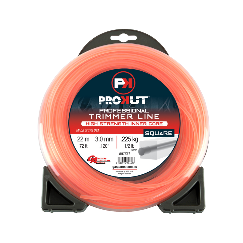 GA PROKUT Square Orange Core Trimmer Line 3.00 mm .120 × 22 metres Donut Pack BRT731