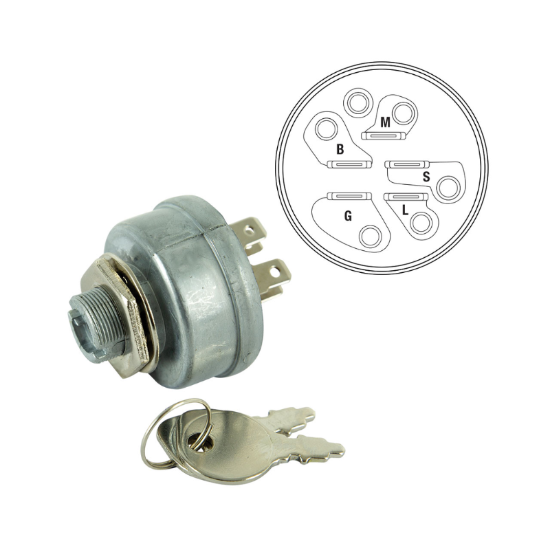 Starter Ignition Switch 5-Spade Terminal 3-Position Mount for Magneto Ignition SWT1035