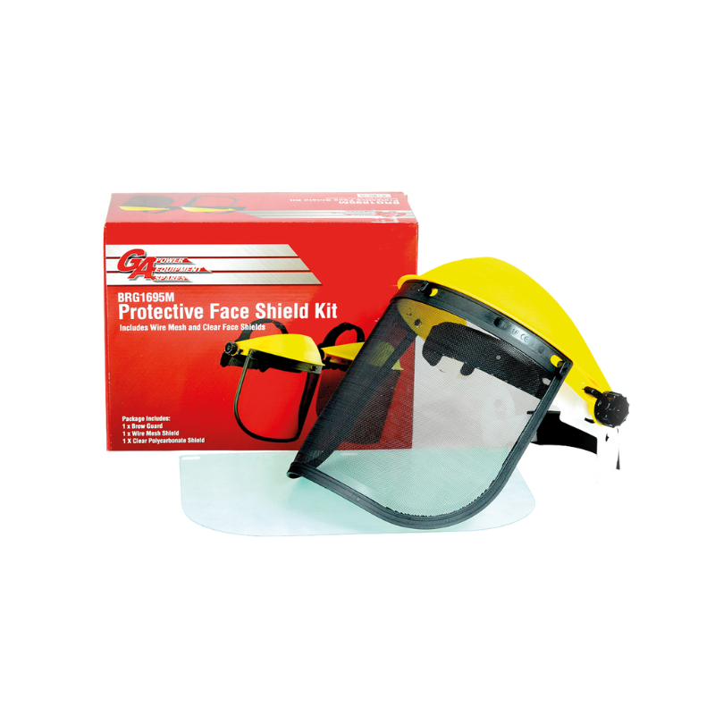Tilt Up Protective Visor Kit with Wire Mesh and Clear Polycarbonate Face Shields BRG1695M