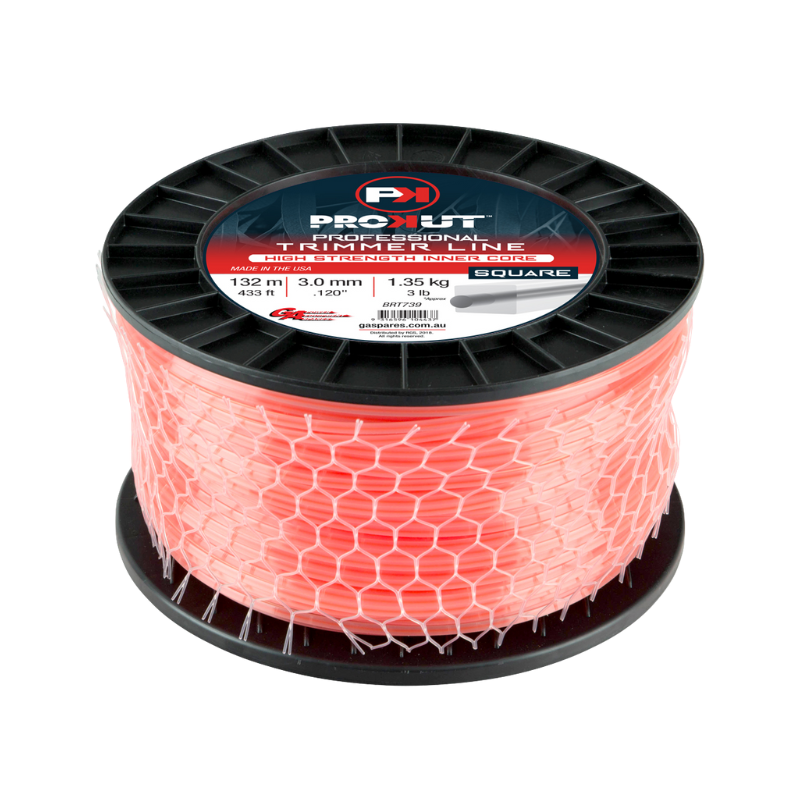 GA PROKUT Square Orange Core Trimmer Line 3.00 mm .120 × 132 metres Spool BRT739
