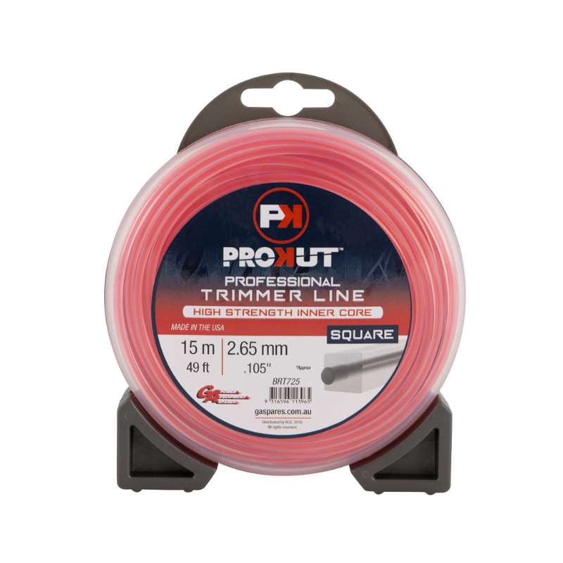 GA PROKUT Square Pink Core Trimmer Line 2.65 mm .105 x 15 metres Teardrop Pack BRT725